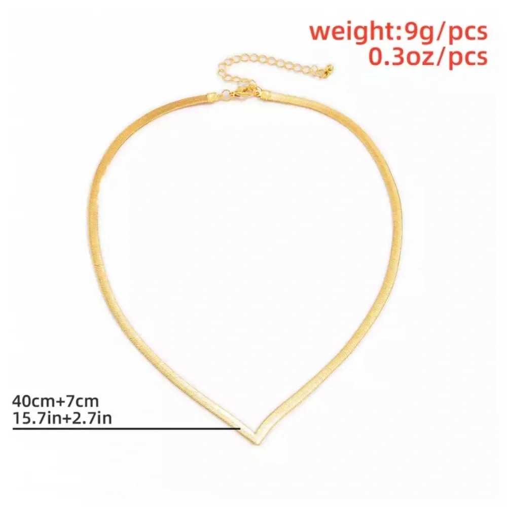 Flat‎ snake link chain choker gold plated necklace